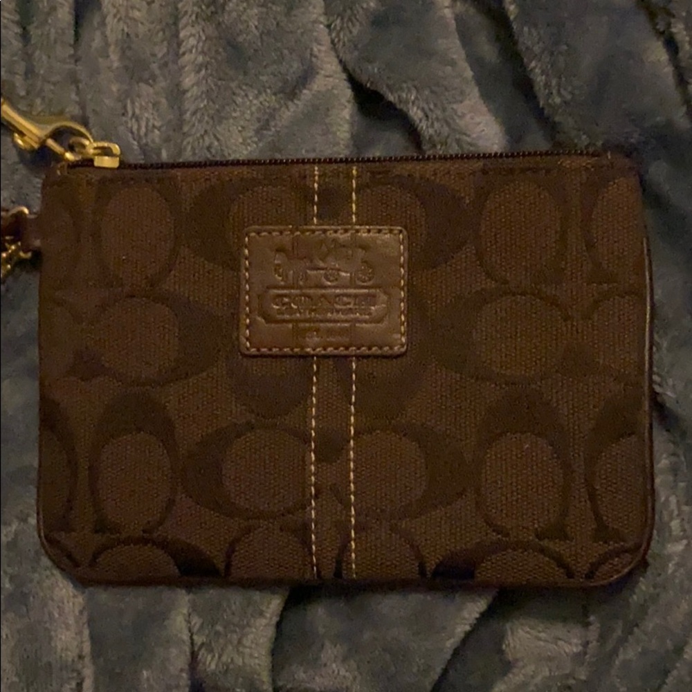 Brown coach wristlet
